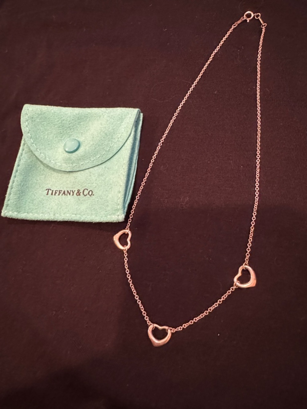 Tiffany & Co. silver Three-Heart Station Necklace
